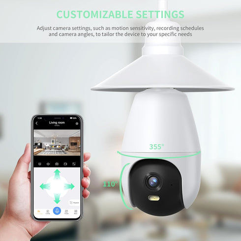 Weatherproof Light Bulb Security Camera Outdoor,2K HD WiFi Light Socket Camera, light bulb indoor security camera,360 outdoor security camera wire...