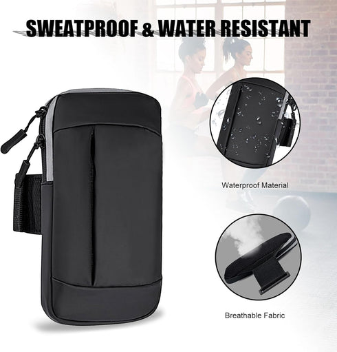 Phone Holder for Running Armband Cell Phone Holder for iPhone 15 14 13 12 11 Pro Max Xs Xr X 8 7 6 Plus Galaxy Ultra S24 Note Carrier Bag Pouch,Gy...