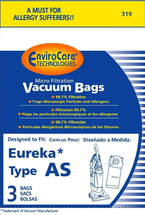 EnviroCare Replacement Micro Filtration Vacuum Bags Designed to Fit Eureka AS Uprights 3 Pack...