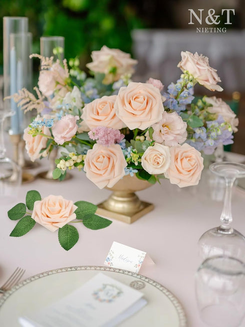 N&T NIETING Artificial Flowers, 25Pcs Fake Flowers Roses Perfect for DIY Wedding Bouquets Centerpieces Bridal Shower Party Home Flower Arrangement...