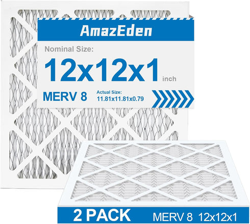 12x12x1 Air Filter MERV 8, AmazEden MPR 600 Pleated HVAC AC Furnace Dust Defense Air Filters Replacement (Exact Dimensions: 11 3/4"x11 3/4"x3/4") ...