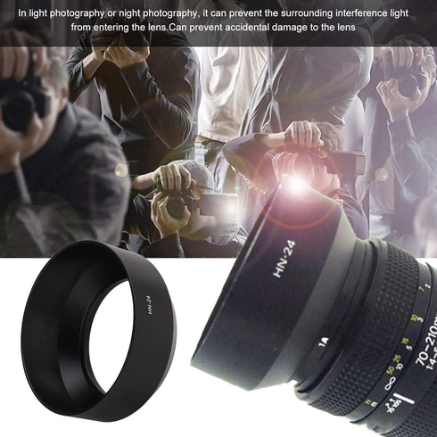 HN?24 Metal Camera Lens Hood Shade Protector for Nikon AF 75?210mm F/4.5?5.6, AF 75-300mm F/4-5.6, AF 100-300mm F/4-5.6...