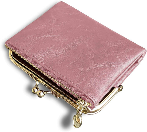 AOXONEL Womens Wallet Small Rfid Ladies Compact Bifold Leather Vintage Coin Purse With Zipper and Kiss Lock...