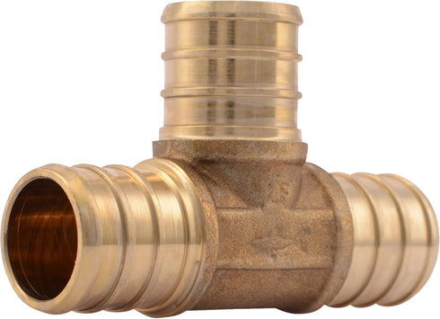 SharkBite 3/4 Inch Crimp Tee, Brass Plumbing Fitting, PEX Pipe, PE-RT, UC370LFA...