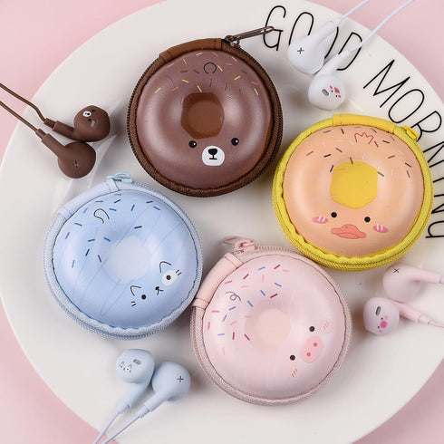 QearFun Donut Earbuds for Kids, Cute Earbud & in-Ear Headphones Wired Gift for School Girls and Boys with Microphone and Lovely Earphones Storage ...