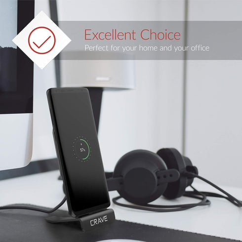 Crave Wireless Charging Stand, Fast 10W Qi-Certified Wireless Charging Pad for iPhone 12, 11, Xs, XR, 8, Samsung Note 20, Note 10, S21, S20, S10 -...