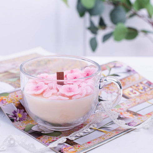 Romantic Sakura Cup Scented Soy Candle for Birthday Gift Wedding Favor...
