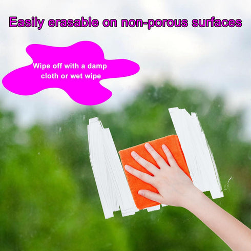 5 Pack Washable Window Markers for Cars, 15mm White Jumbo Liquid Chalk Markers, 3 in 1 Nib, Metallic & Neon Paint Glass Pen for Auto, Chalkboard, ...