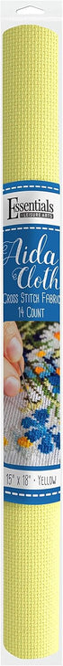 Essentials By Leisure Arts Aida Cloth, 14 count, 15" x 18", Yellow cross stitch fabric for embroidery, cross stitch, machine embroidery and needle...