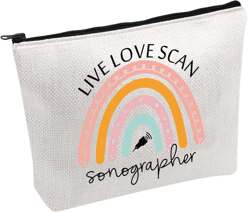 FOTAP Sonographer Cosmetic Bag Sonographer Survival Kit Radiologist Gift Ultrasound Tech Gift Live Love Scan Zipper Pouch Radiologist Gift (Live L...