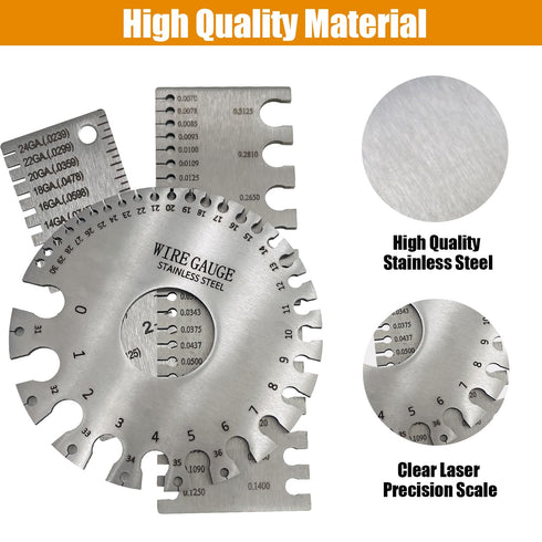 3Pcs Stainless Steel Thickness Wire Gauge, Dual Sided Wire Gauge Sheet Thickness Welding Gauges, Wire Gauge Measurement Tool Accessories...