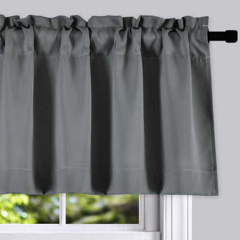 DONREN Medium Grey Valance -Basement Valances for Small Window with Rod Pocket (2 Panels,42 by 12 Inch)...