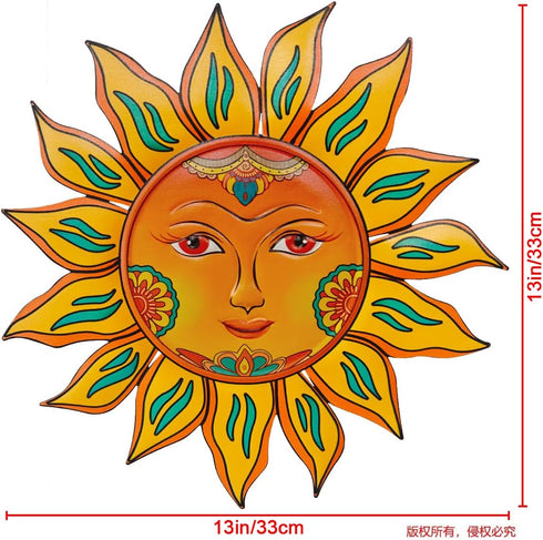 Metal Sun Wall Decor - 13 inches Sun Flower Wall Art Decoration,Hanging Decoration for Home Garden Farmhouse Yard Patio Fence Living Room Bedroom...