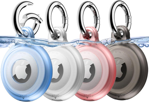 JETech 4 Pack Waterproof Case for AirTag with Keychain, Full Body Anti-Scratch Air Tag Keyring Holder Cover for Kids, Pet Collar, Keys, Luggage, B...
