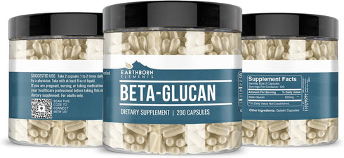 Earthborn Elements Beta Glucan, 200 Capsules, Pure & Undiluted, No Additives...