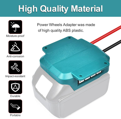 Power Wheels Adapter for Makita 18V Lithium Battery BL1830 BL1840 BL1850, Battery Converter with 14 Gauge Wire fit for DIY RC Toys,Rc Truck,Roboti...