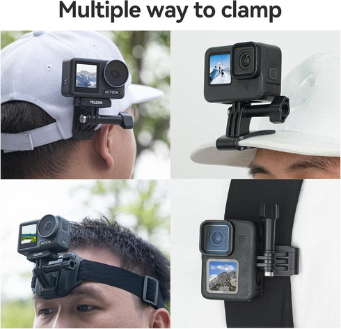 Head Strap Cap Clip Mount with Phone Clip Vertical Mount Kit, 2-in-1 Cellphone POV Selfie Holder Head Mount for GoPro Max Hero Insta360 DJI Action...