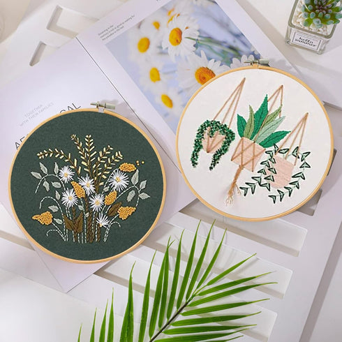 Santune 3 Sets Embroidery Kit for Beginners Needlepoint Cross Stitch Kits for Adults,Stitch Learning DIY Kit with Easy Instruction Video,Stamped F...