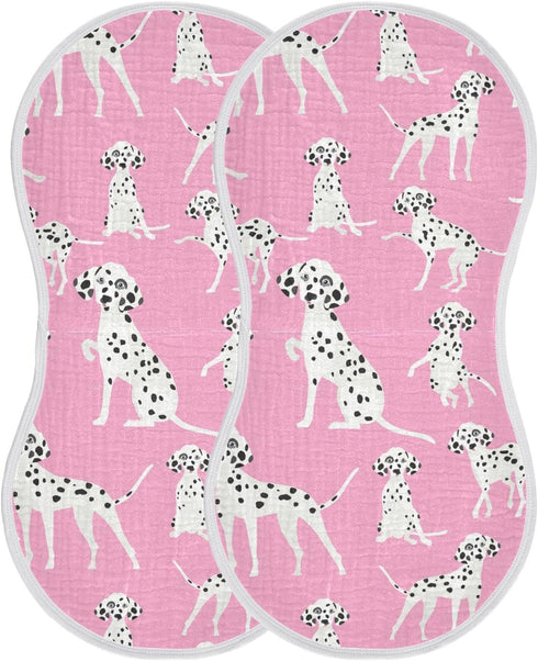 Dalmatian Dogs On Pink Muslin Burp Cloths for Baby 2 Pack 100% Cotton Baby Washcloths Bibs for Boy Girl...