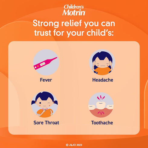 Motrin Children's Chewable Tablets with Ibuprofen, Kids' Fever Reducer & Pain Reliever for Sore Throat, Fever, Toothache & Pain Relief, Grape Flav...