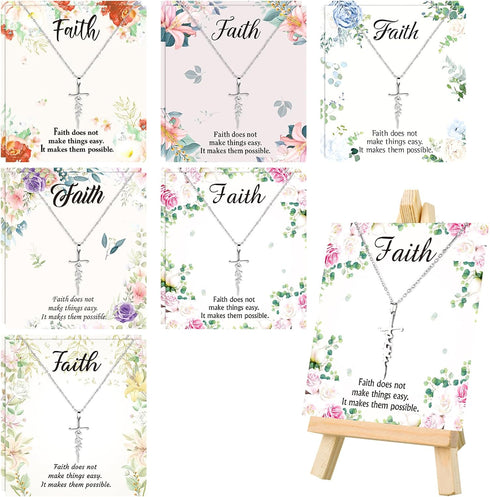 12 Sets Christian Cross Necklace Christmas Faith Cross Necklace for Women Religious Jewelry Faith Gifts Necklace with Bible Verses Cards for Chris...