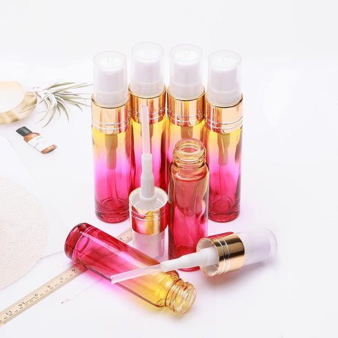 14Pcs 10ml (1/3 oz) Yellow Rose Gradient Color Spray Bottles Glass Vials Tube Perfume Atomizer Refillable Makeup Travel Fine Mist Sprayer Bottle C...
