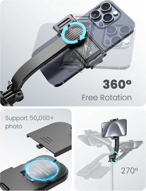 Selfie Stick Tripod with Detachable Phone Holder, 41.7" Extendable Phone Tripod with Remote, 360° Rotatable Tripod Stand for iPhone, Samsung, and ...