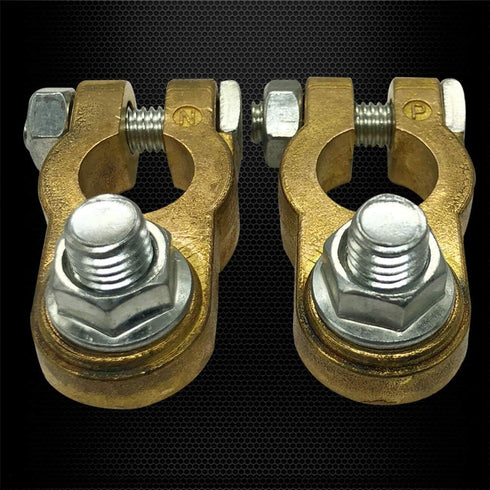 Ampper Brass Battery Terminal Connectors, Top Post Battery Terminals Clamp Set for Marine Car Boat RV Vehicles (1 Pair)...