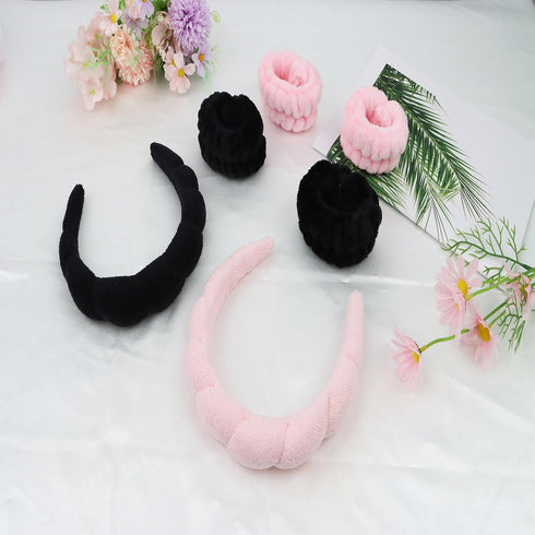 6 Pcs Terry Cloth Headband Face Wash Headband and Wristband Set, Makeup Headband, Hair Band Spa Headband and Wristband Set, Skincare Headbands for...