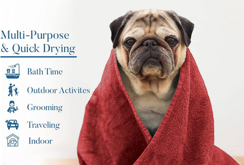 DAN RIVER Dog Towels for Drying Dogs Large, 100% Cotton Puppy Bath Towel, Ultra Soft 450 GSM Super Absorbent Quick Dry Pet Grooming Supplies, 20x4...