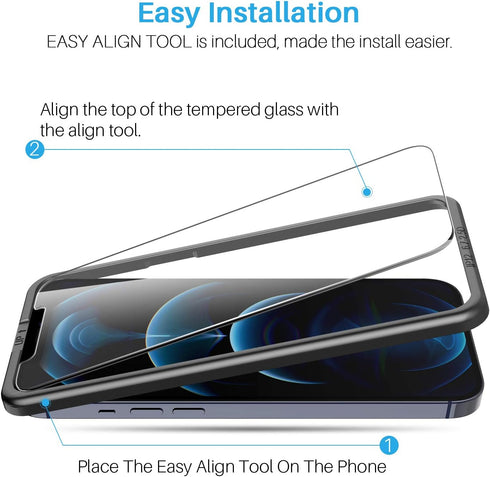 LK [3+3 Pack 3pack Screen Protector Compatible for iPhone 12 Pro Max 6.7-inch + 3pack Camera Lens Protector, Tempered Glass, Easy Frame Installati...