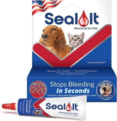 Seal It® Wound Gel for Pets | US-Made Dog Wound Care Gel to Stop Bleeding in Seconds & Seals Open Minor Wounds, Cuts & Scrapes from Canine Paw Wou...
