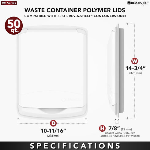 Rev-A-Shelf 50 Qt Under Sink Garbage Can Lid for Base Kitchen and Bathroom Cabinet, Replacement Plastic Trash Bin Lid Only, Silver, RV-50-LID-17-1...