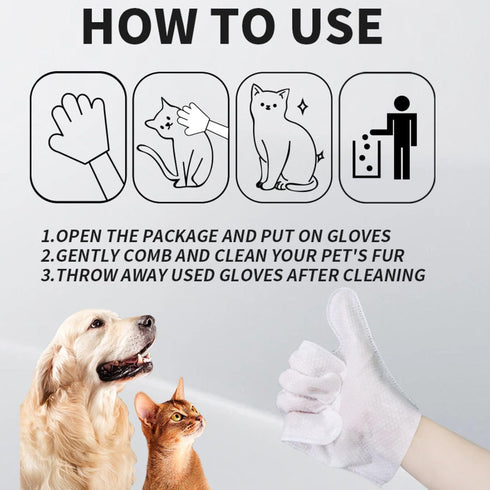 Pet Bath Wipes for Dogs and Cats 6 PCS?Dog wipes thickened material Cleaning Deodorizing Bathing Wipes Dog washing gloves Nourishing Grooming Fur?...