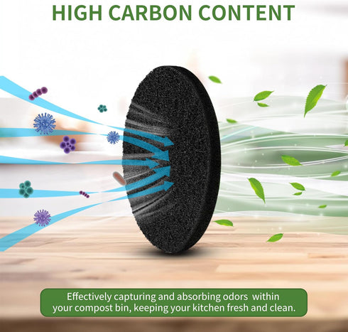 6 Pack Compost Filters for Countertop Bin, 6.7-inch Compost Bin Filters Charcoal, Thickening Compost Bin Filter Activated Charcoal Filters for Com...