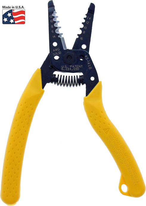 IDEAL Electrical 45-418 Premium Reflex T Stripper - 6-14 AWG solid, 8-16 AWG stranded, Wire Stripper, Plier Nose, Textured Grips...