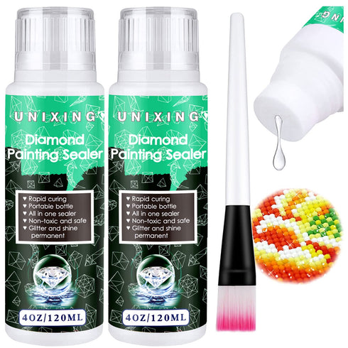 2 Pack Diamond Painting Sealer 5D Diamond Painting Glue, Diamond Art Glue Sealer for Shine Effect & Permanent Hold, Sealer for Diamond Painting an...