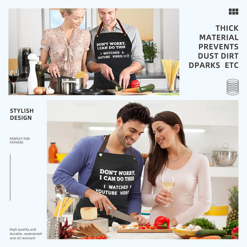 Cooking Chef Apron for Men, Funny Apron Gifts for Men with 3 Pockets Adjustable Neck Strap Grilling Kitchen BBQ Dad Apron-Birthday Christmas Gifts...