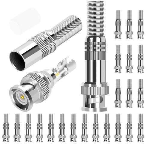 DAIERTEK 24pcs RG59 RG6 BNC Connectors Male Solderless BNC Compression Connector Screw On Coaxial Terminal for CCTV Security Surveillance Camera C...