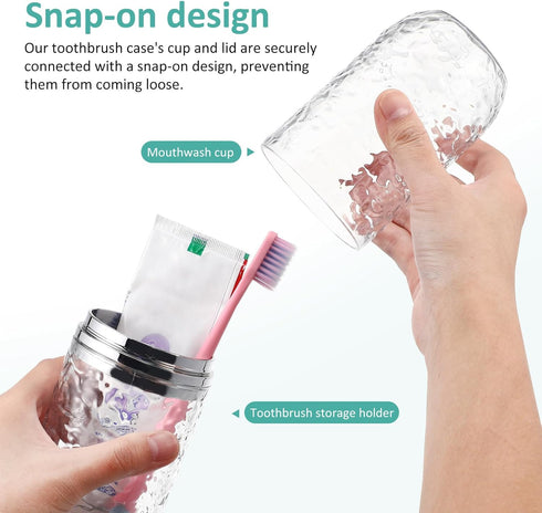 2PCS Travel Toothbrush Case with Cover, Portable Toothbrush Holder Cup Storage Container for Home Bathroom Trip School...