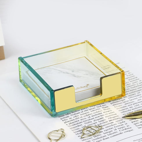 Acrylic Sticky Notes Dispenser Stylish Double Colors Memo Pads Holder Desk Organizer for 3×3 Inches Sticky Note Pads (DC-1)...