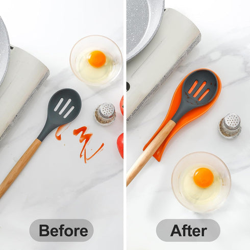 Hasense Spoon Rest for Stove Top, Cooking Spoon Holder for Kitchen Counter, Porcelain Utensil Rest for Spatula, Ladle and Tong, Modern Classic Kit...