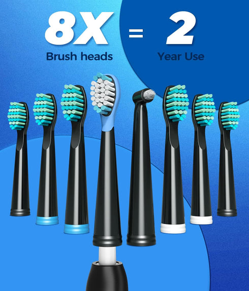 Electric Toothbrush with Travel Case, Sonic Toothbrush for Adults with 8 Brush Heads for 2-Year Use, 40000 VPM Deep Clean Rechargeable Toothbrushe...