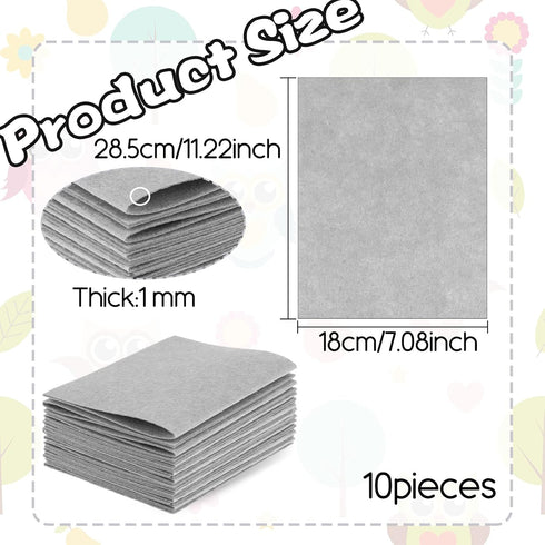 Felt Sheets Fabric, 7" x 11" Felt Fabric for Crafts 10Pcs Halloween Christmas Fabric Fall Felt for DIY and Sewing Projects(Gray)...