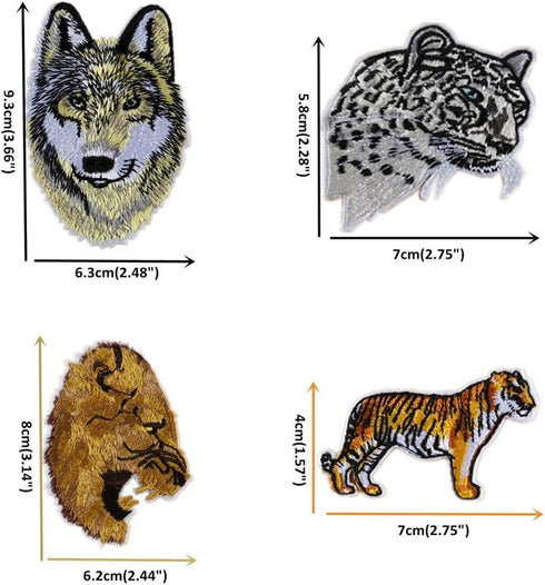 13pcs Assorted Lion Tiger Leopard Wolf Deer Eagle Embroidered Safri Animal Patches Sew Iron on Applique Badge (Assorted)...
