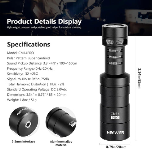 Neewer Video Microphone for Phone, On Camera Mic Kit with Black Pro Shock Mount Compatible with iPhone Android Smart Phones DSLR Camera Tablet (iP...
