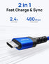 JSAUX Micro USB Cable Android Charger, (2-Pack 6.6FT) Nylon Braided Cord Compatible with Galaxy S7 S6 J7 Edge Note 5, Kindle. MP3 and More-Blue......