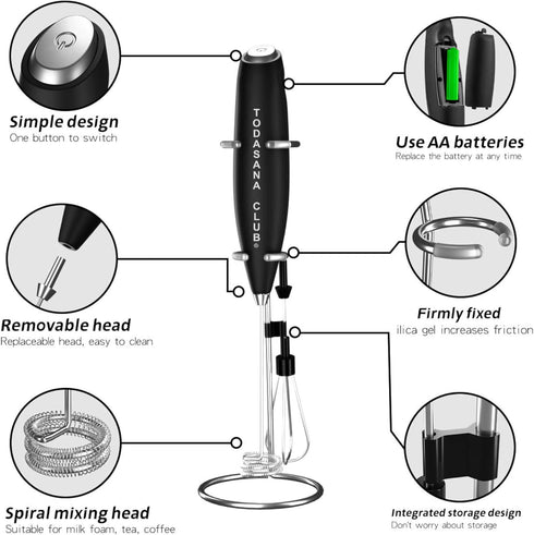 2024 Milk Frother Wand | Best Double Whisk Milk Frother Handheld | High Powered 19000rpm/min With Improved Motor Electric | Drink Mixer For Coffe,...