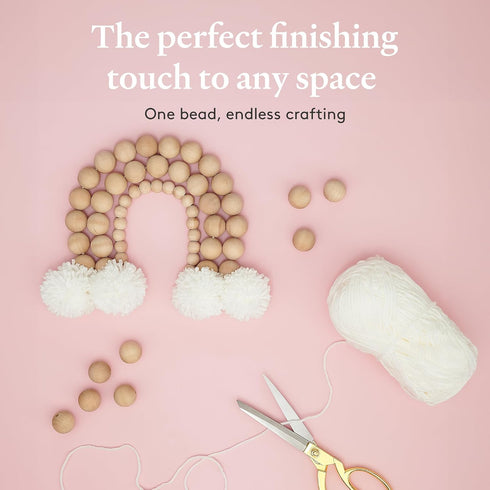 Large Wooden Beads for Crafts - Pack of 50 19mm 3/4 x 3/16 Inch Hole Large Wood Beads for Crafts withHoles for DIY | Round Wooden Balls for Crafts...