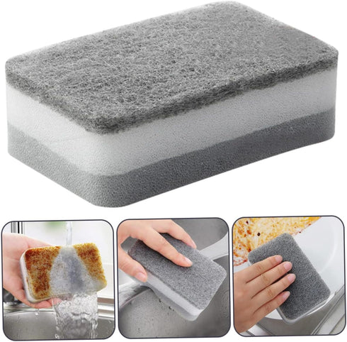Housoutil 10pcs Sponge Scouring Pad Cleaning Sponge Pan Cleaning Brush Kitchen Scrub Sponges Pan Cleaner Sponge Kitchen Wok Sponge Dish Sponges fo...